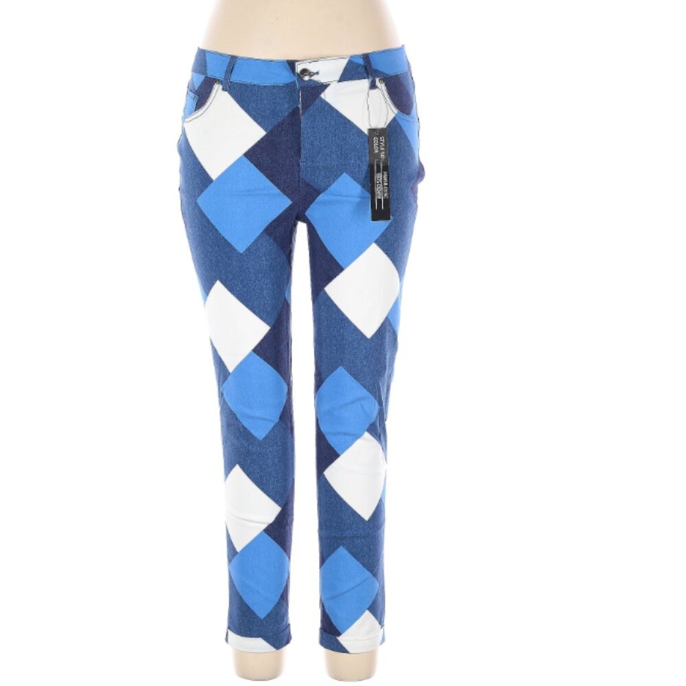Like An Angel Argyle Denim Stretch Cuffed Jeggings Sz XL